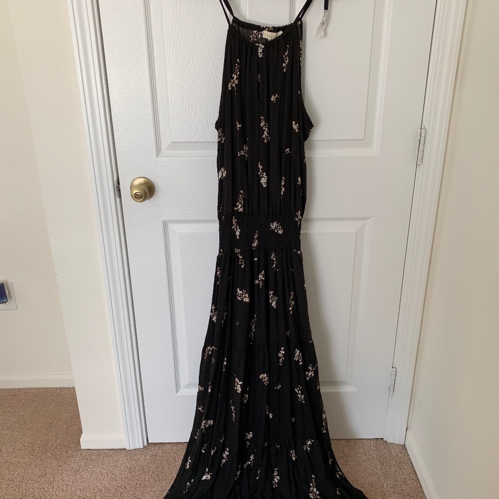 Lovestitch Black Halter Maxi Dress Size Medium NWT